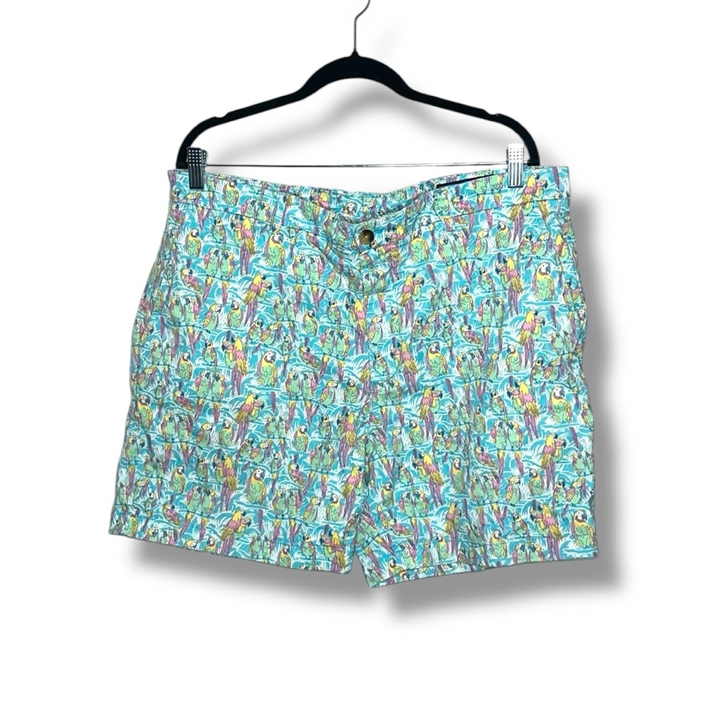 Vineyard Vines Parrot Print Breaker Shorts Turquoise Size 38 a39